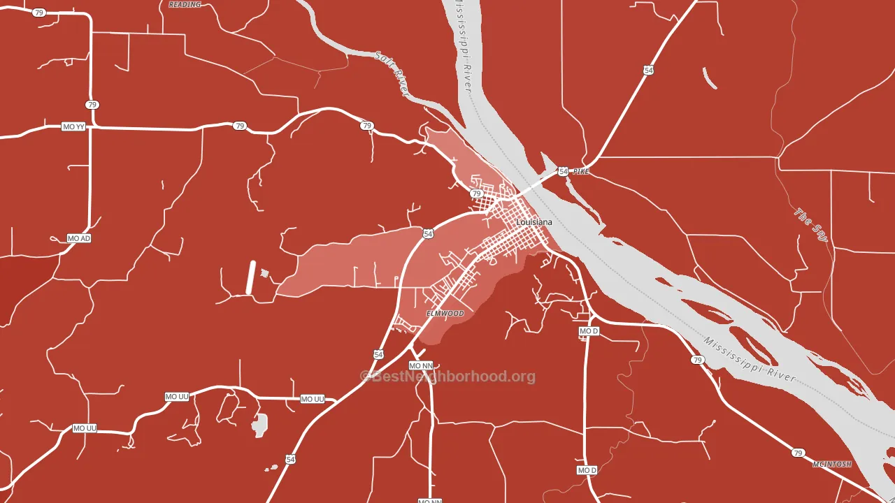 Louisiana, MO block-group political-lean map