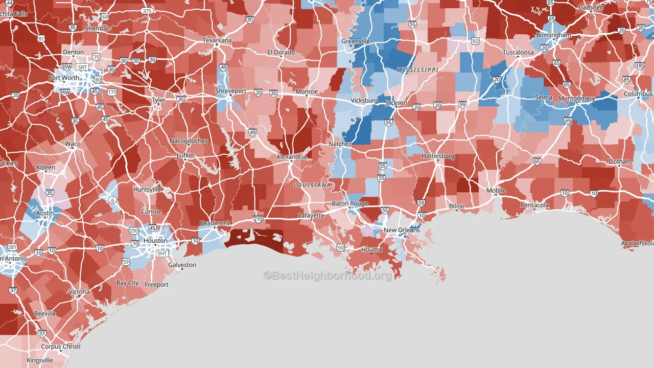 Louisiana block-group political-lean map