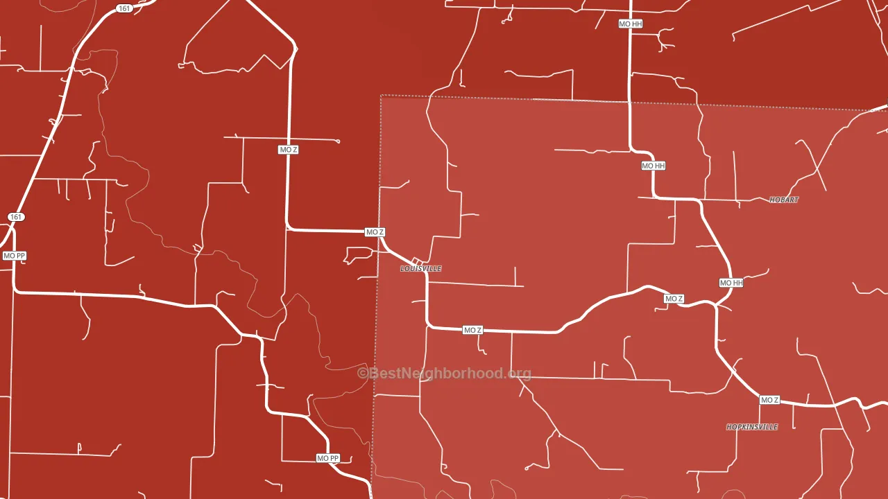 Louisville, MO block-group political-lean map