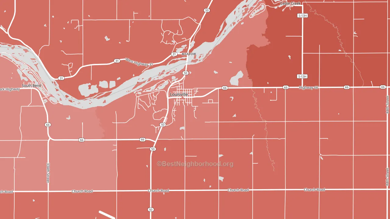 Louisville, NE block-group political-lean map