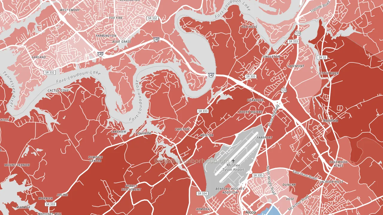 Louisville, TN block-group political-lean map