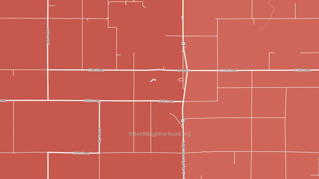 Lourdes, IA block-group political-lean map