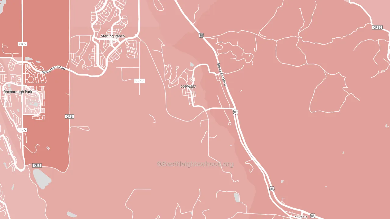 Louviers, CO block-group political-lean map