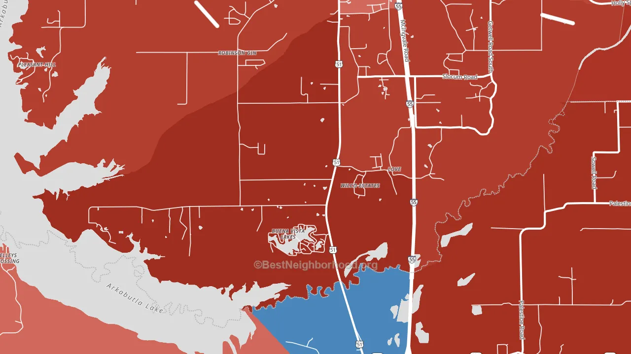 Love, MS block-group political-lean map