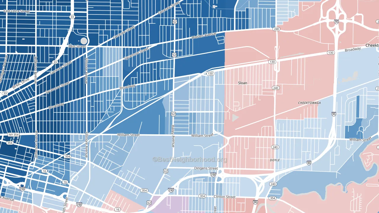 Lovejoy, Buffalo, NY block-group political-lean map