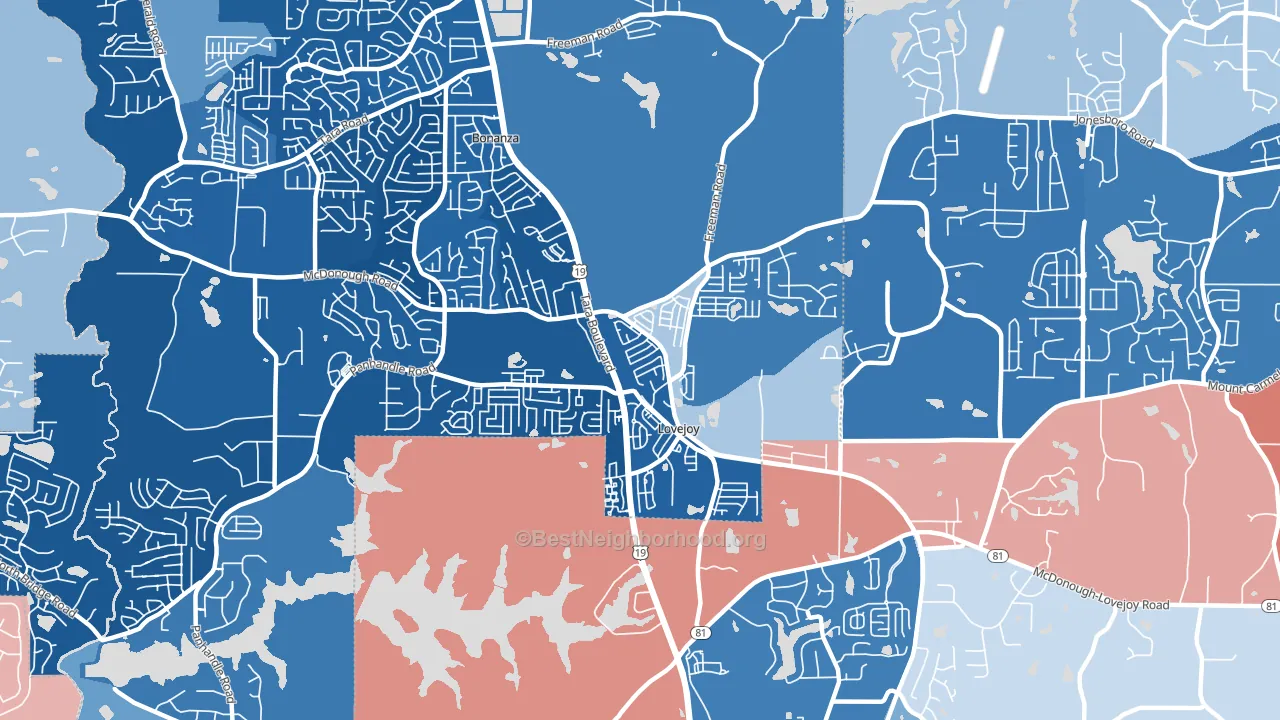 Lovejoy, GA block-group political-lean map