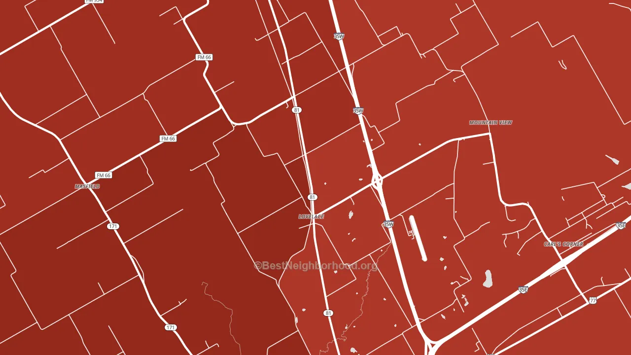 Lovelace, TX block-group political-lean map