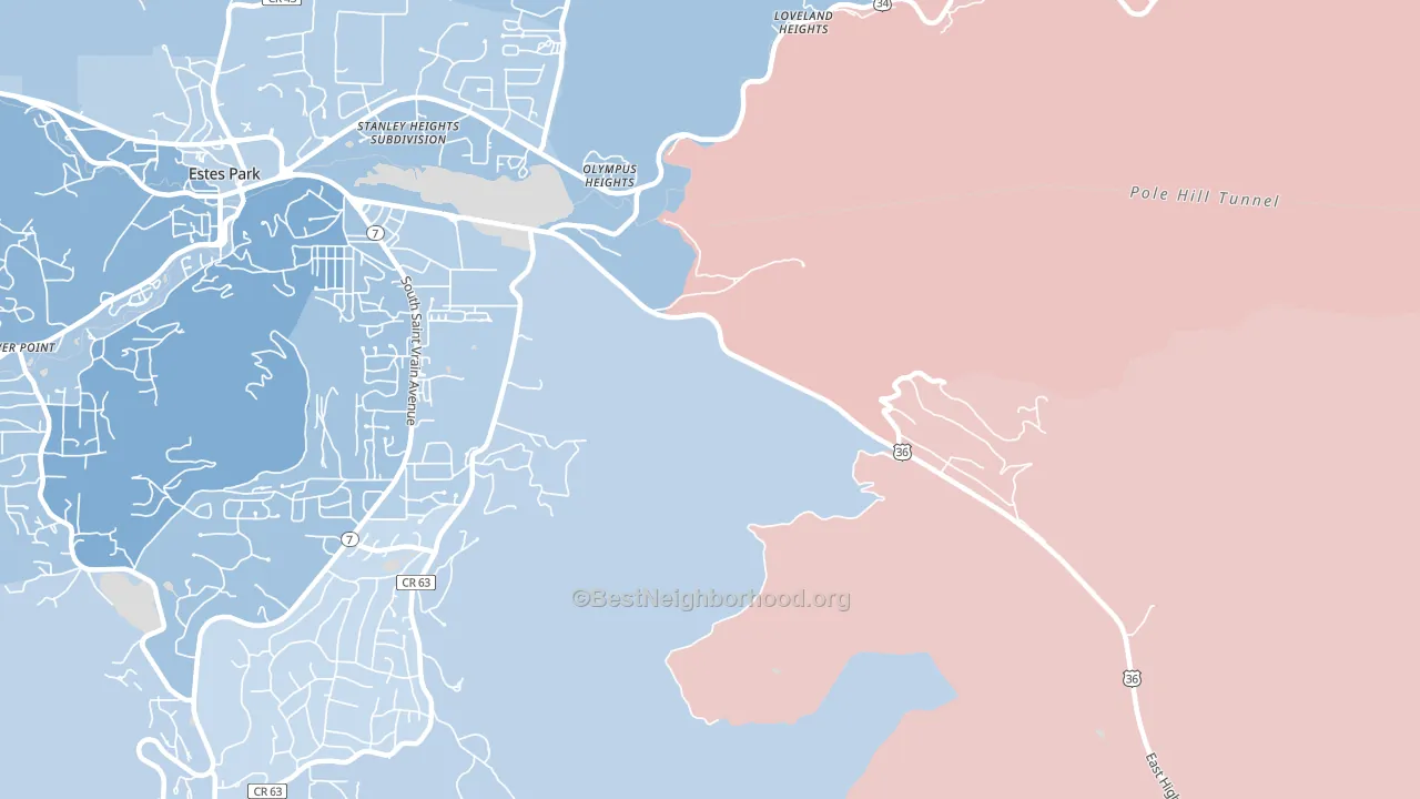 Loveland Heights, CO block-group political-lean map