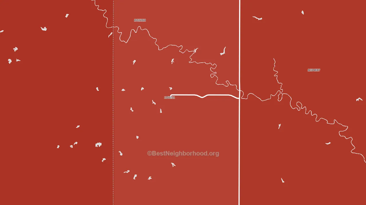 Lovell, OK block-group political-lean map