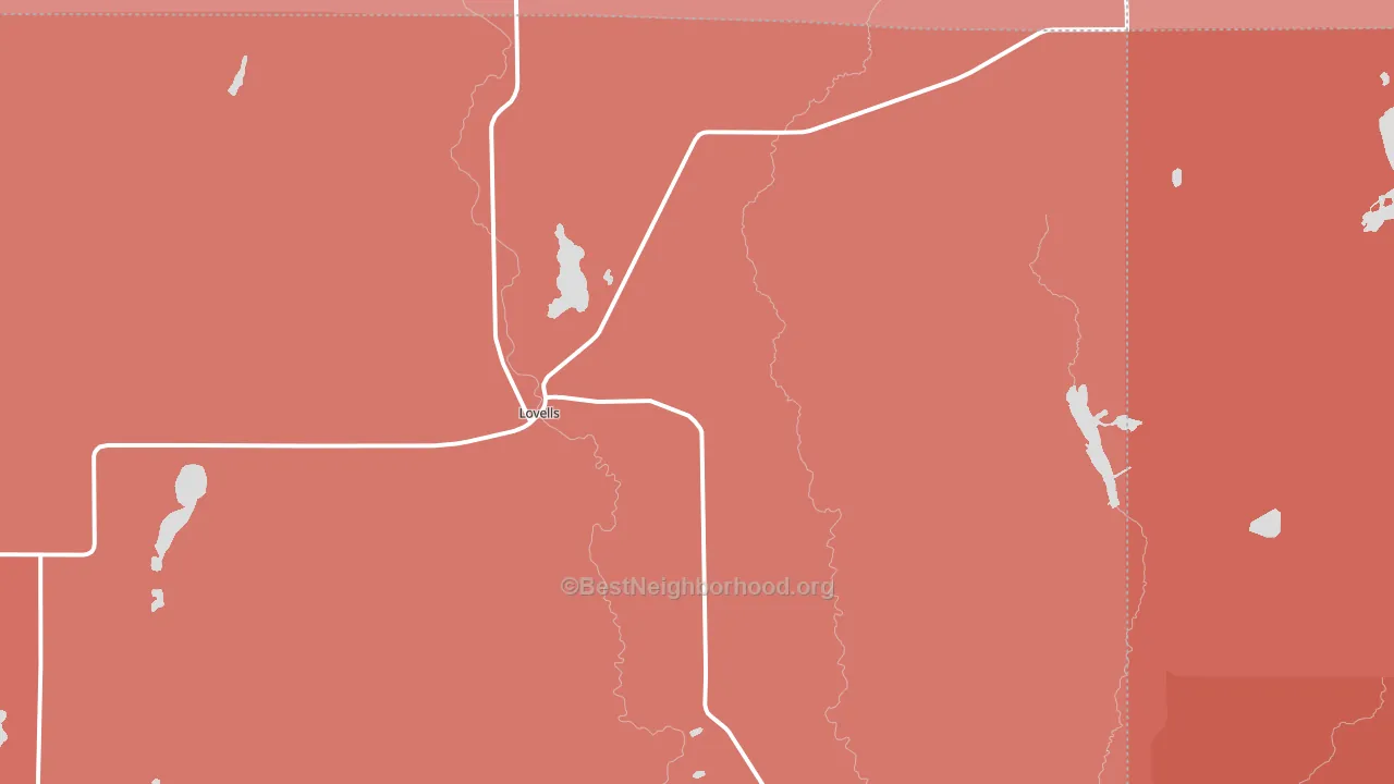 Lovells, MI block-group political-lean map