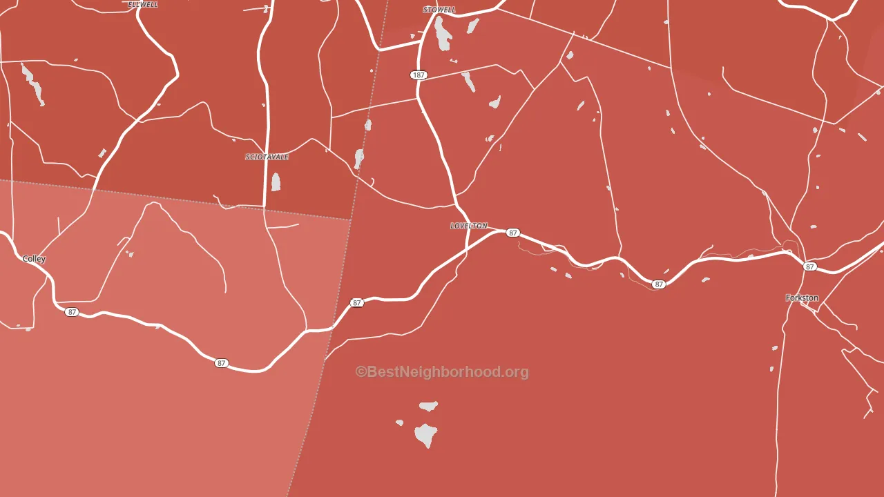 Lovelton, PA block-group political-lean map