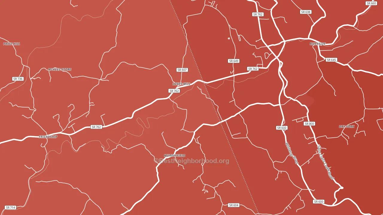 Loves Mill, VA block-group political-lean map