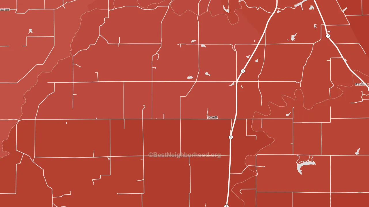 Lovett, IN block-group political-lean map