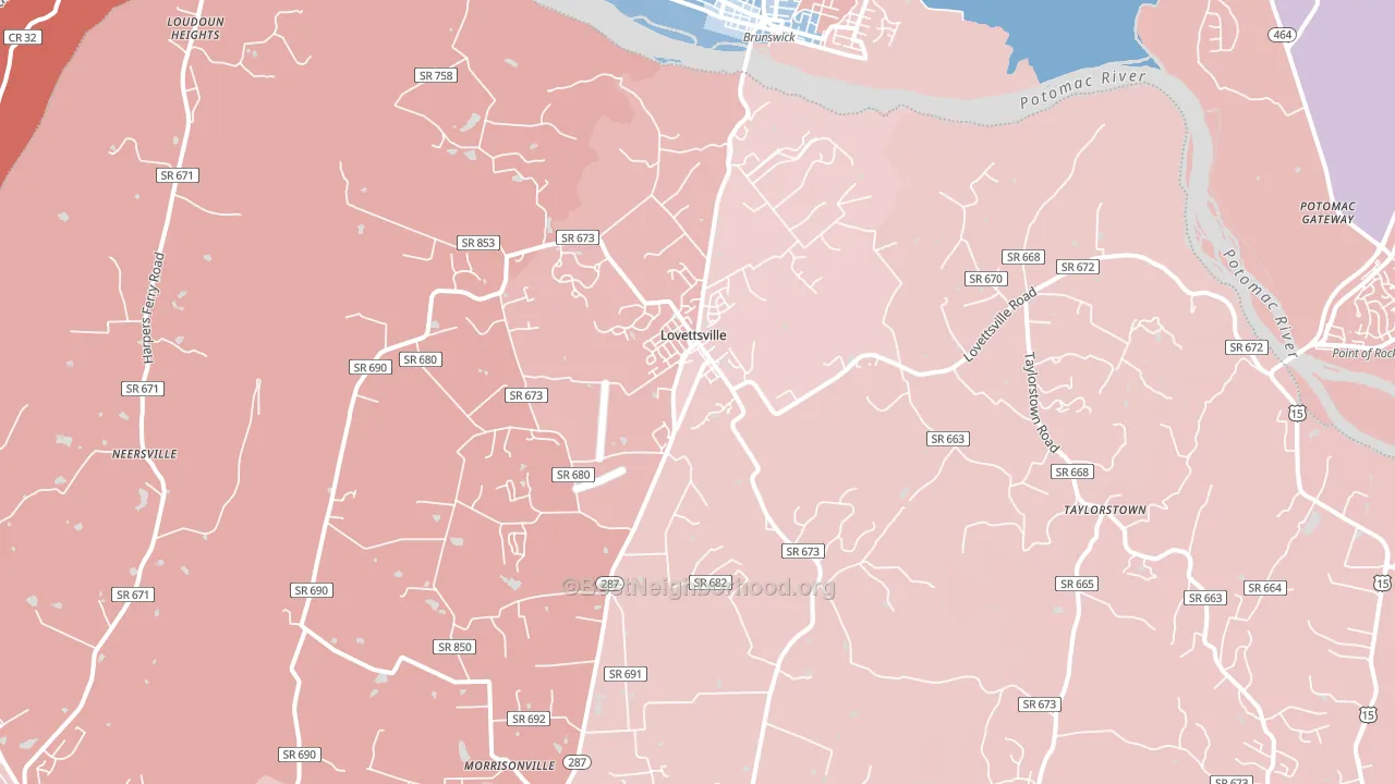Lovettsville, VA block-group political-lean map