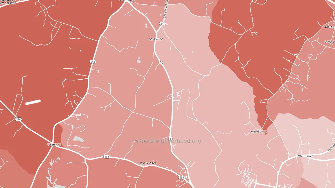 Loveville, MD block-group political-lean map