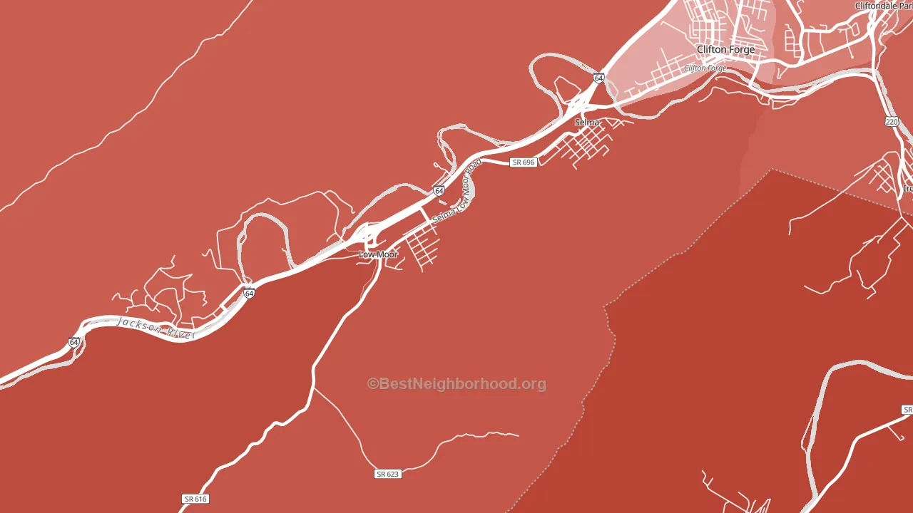 Low Moor, VA block-group political-lean map