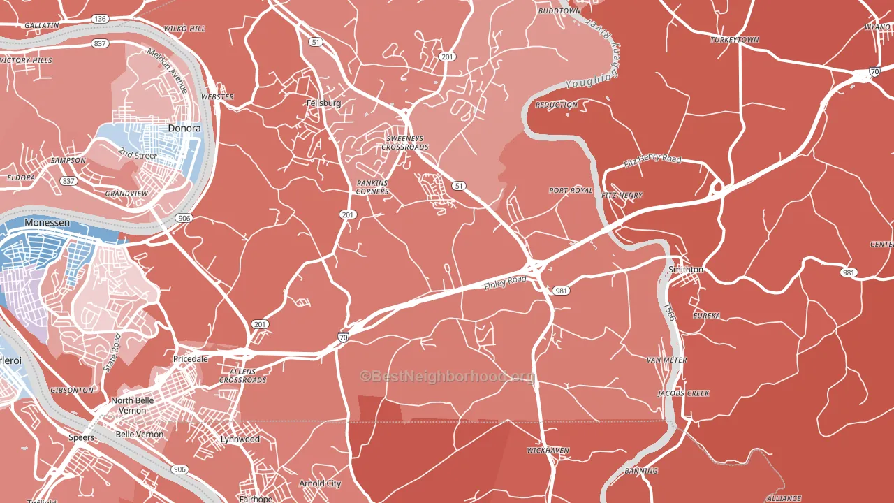 Lowber, PA block-group political-lean map