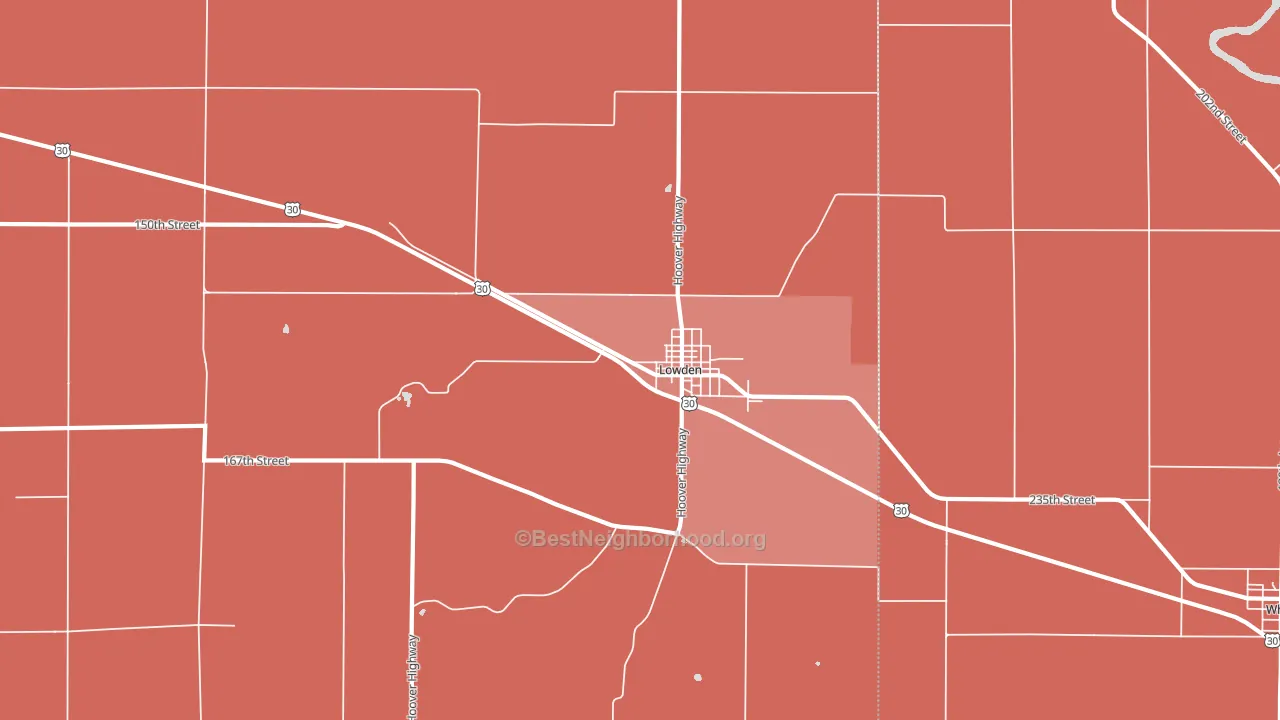 Lowden, IA block-group political-lean map