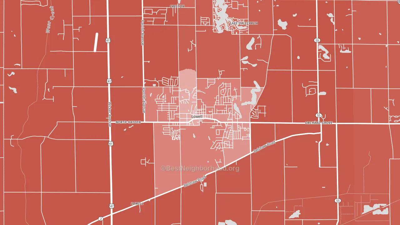 Lowell, IN block-group political-lean map