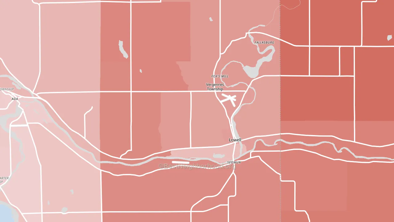 Lowell, MI block-group political-lean map