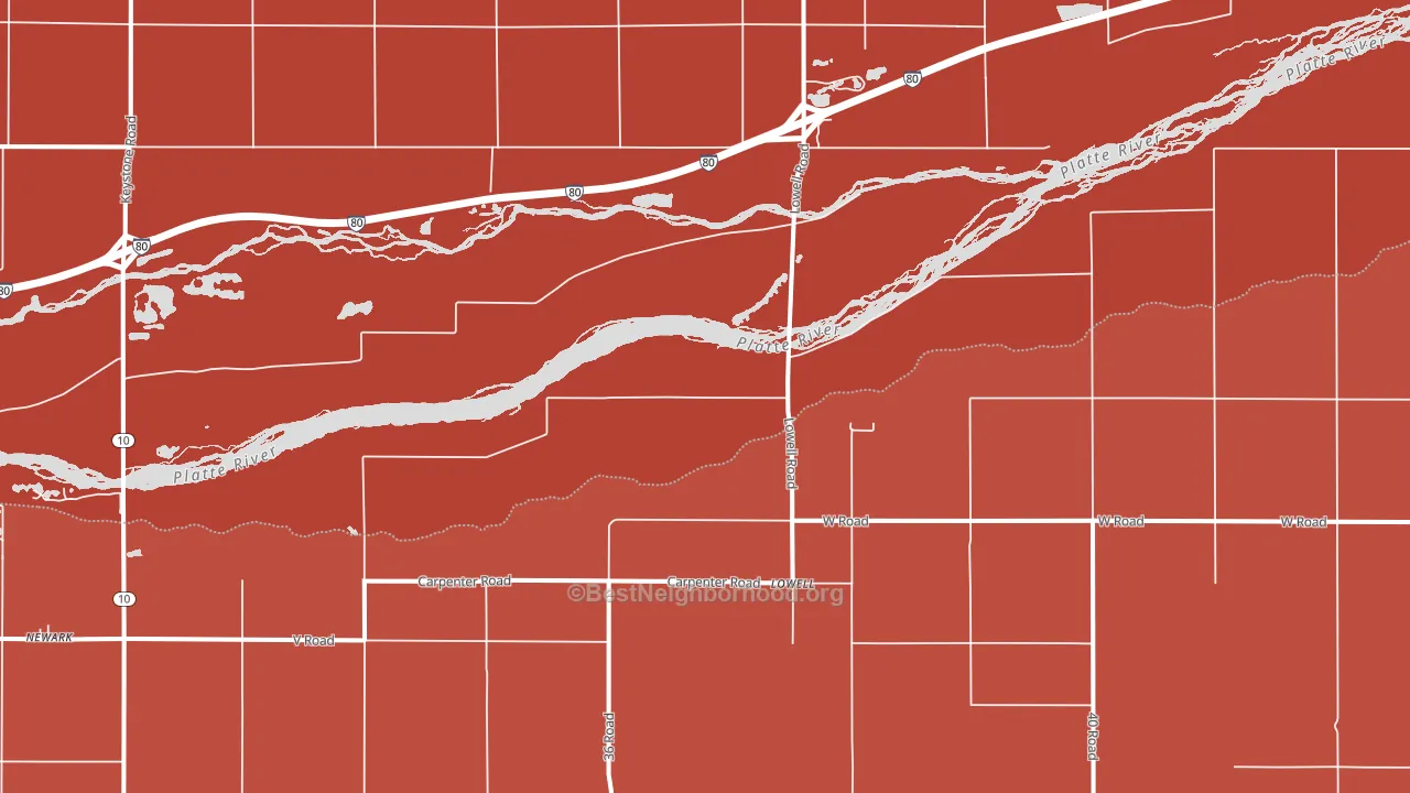 Lowell, NE block-group political-lean map