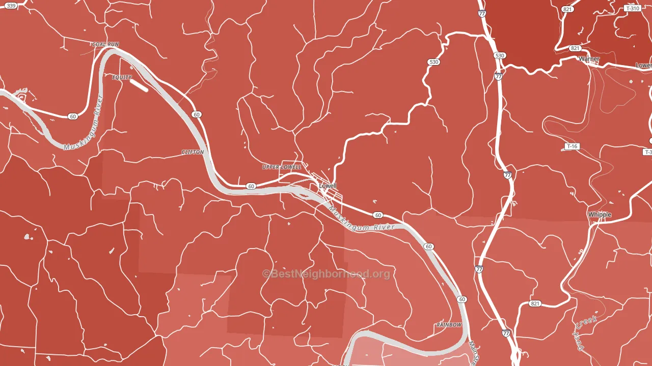 Lowell, OH block-group political-lean map