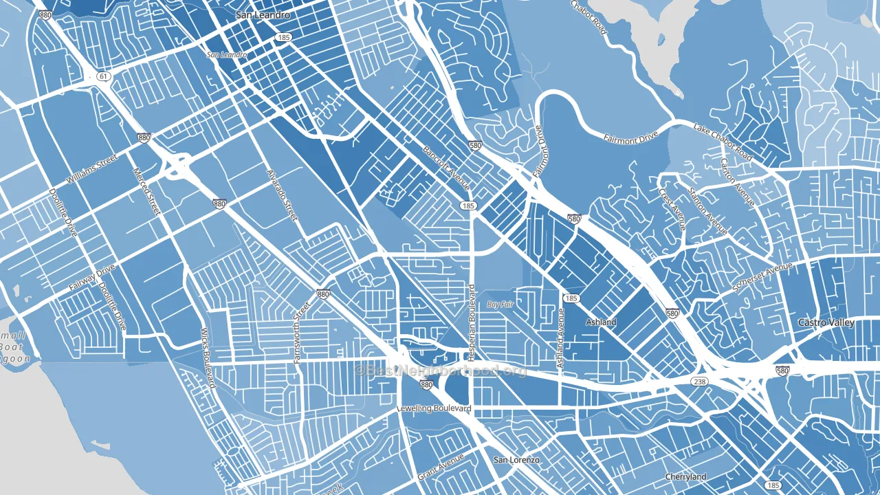 Lower Bal, San Leandro, CA block-group political-lean map