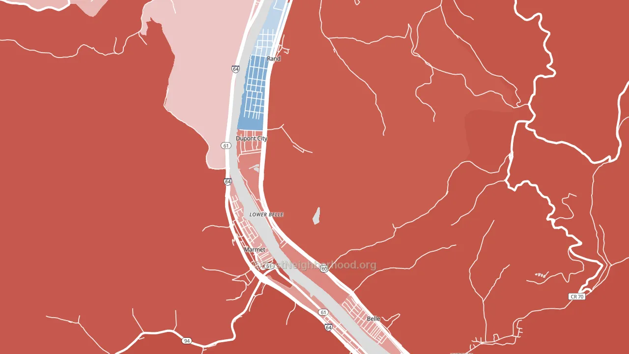 Lower Belle, WV block-group political-lean map