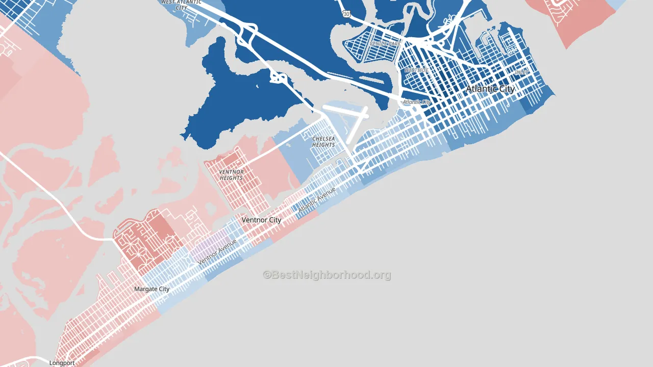 Lower Chelsea, Atlantic City, NJ block-group political-lean map