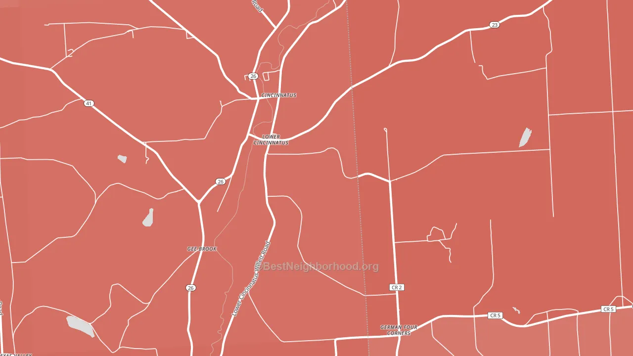 Lower Cincinnatus, NY block-group political-lean map