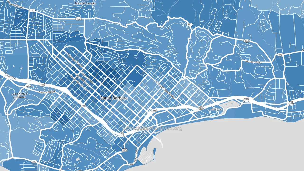 Lower East, Santa Barbara, CA block-group political-lean map
