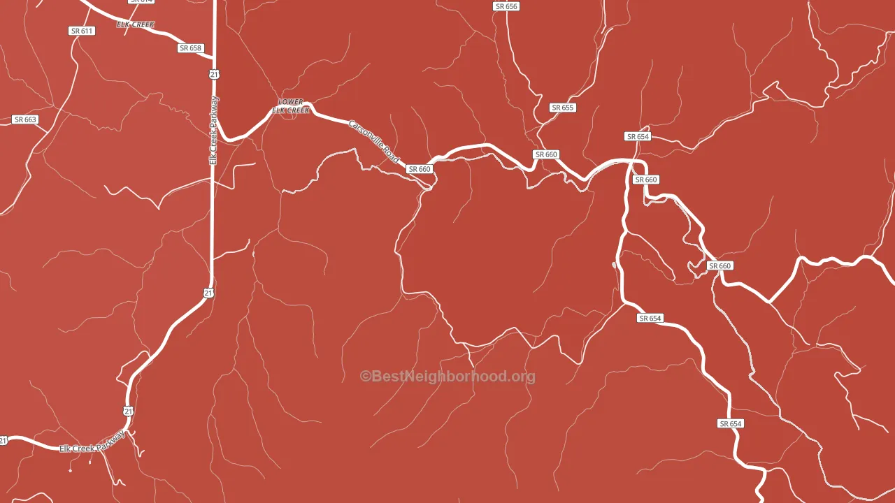 Lower Elk Creek, VA block-group political-lean map