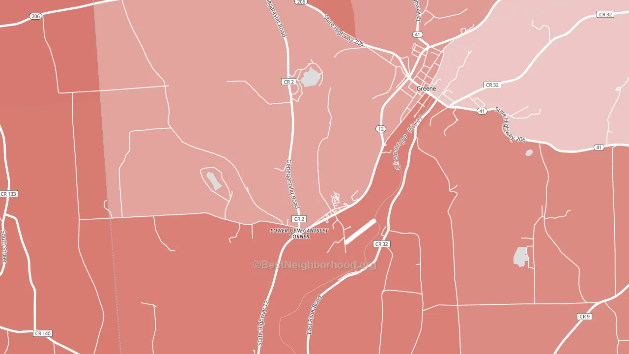 Lower Genegantslet Corner, NY block-group political-lean map
