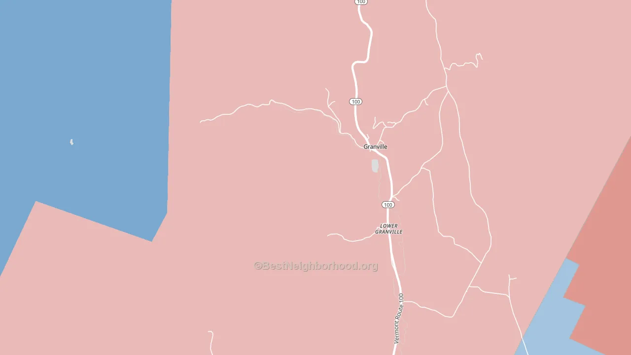 Lower Granville, VT block-group political-lean map