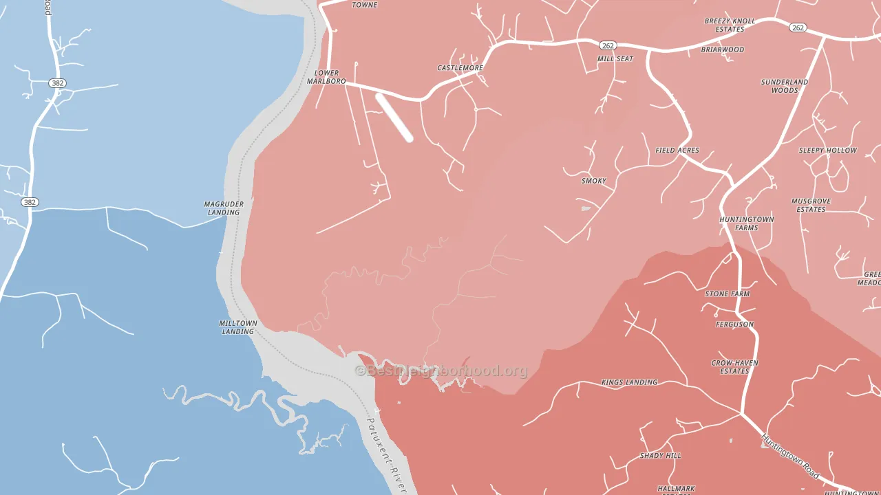 Lower Marlboro, MD block-group political-lean map