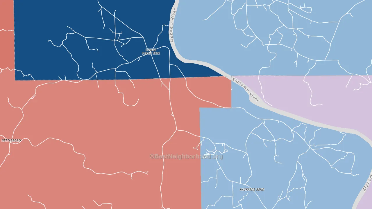 Lower Peach Tree, AL block-group political-lean map