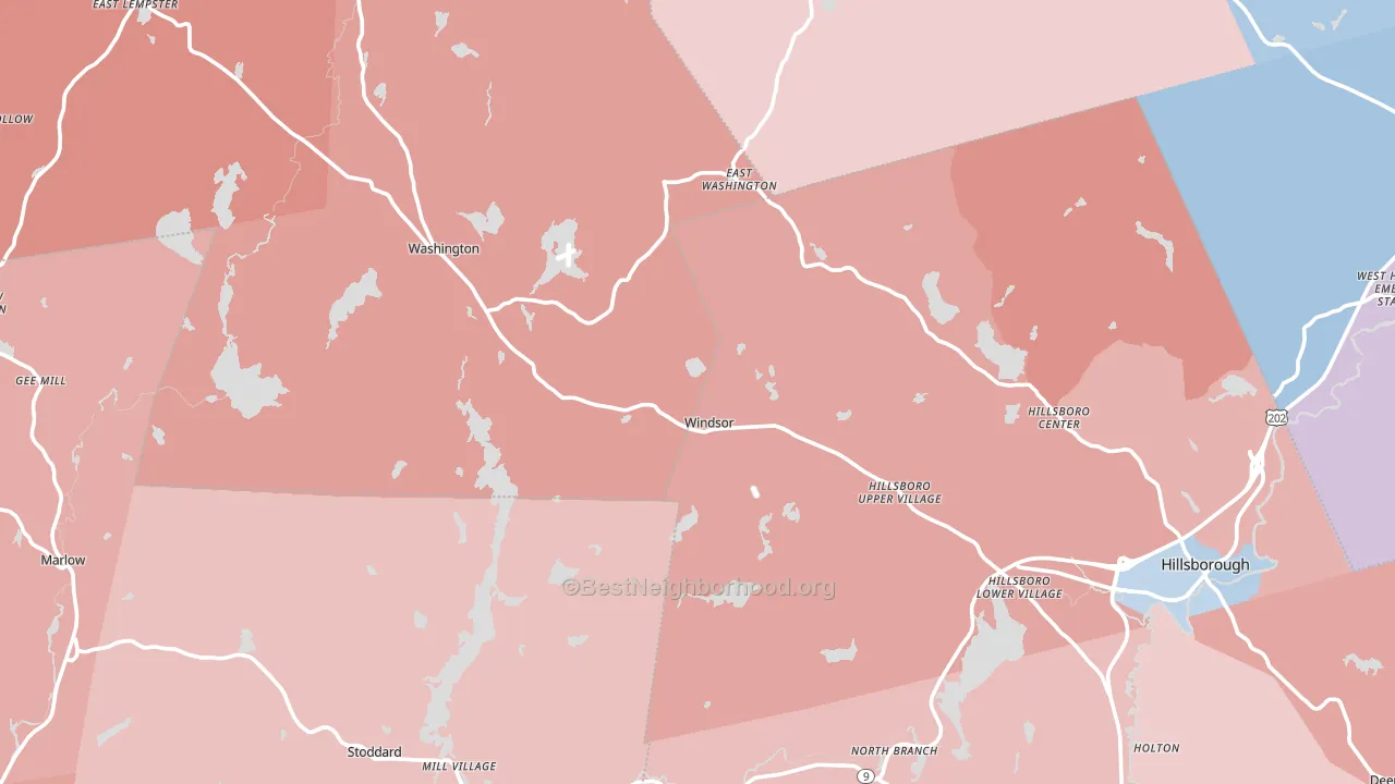 Lower Village, NH block-group political-lean map