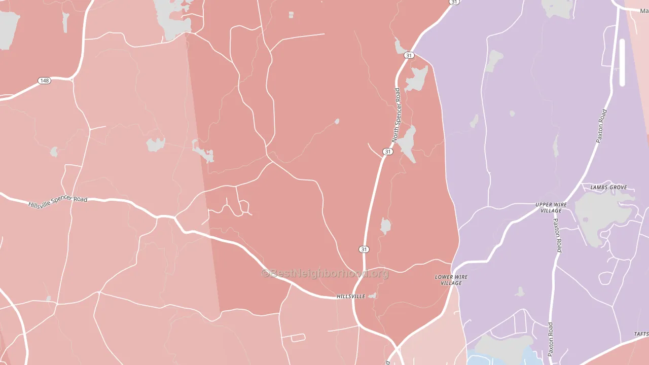 Lower Wire Village, MA block-group political-lean map