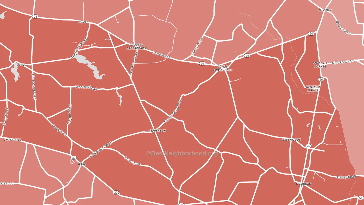 Lowes Crossroads, DE block-group political-lean map