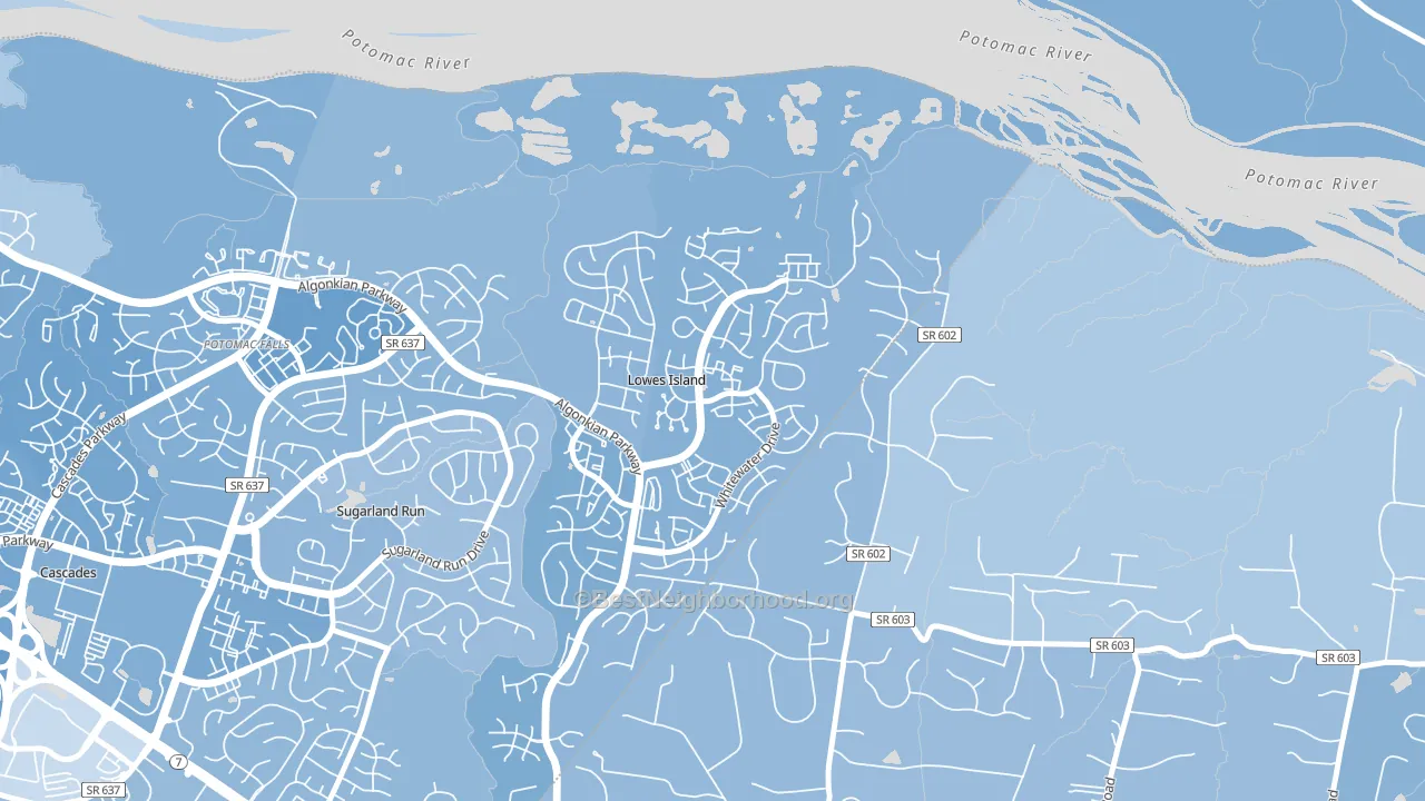 Lowes Island, VA block-group political-lean map