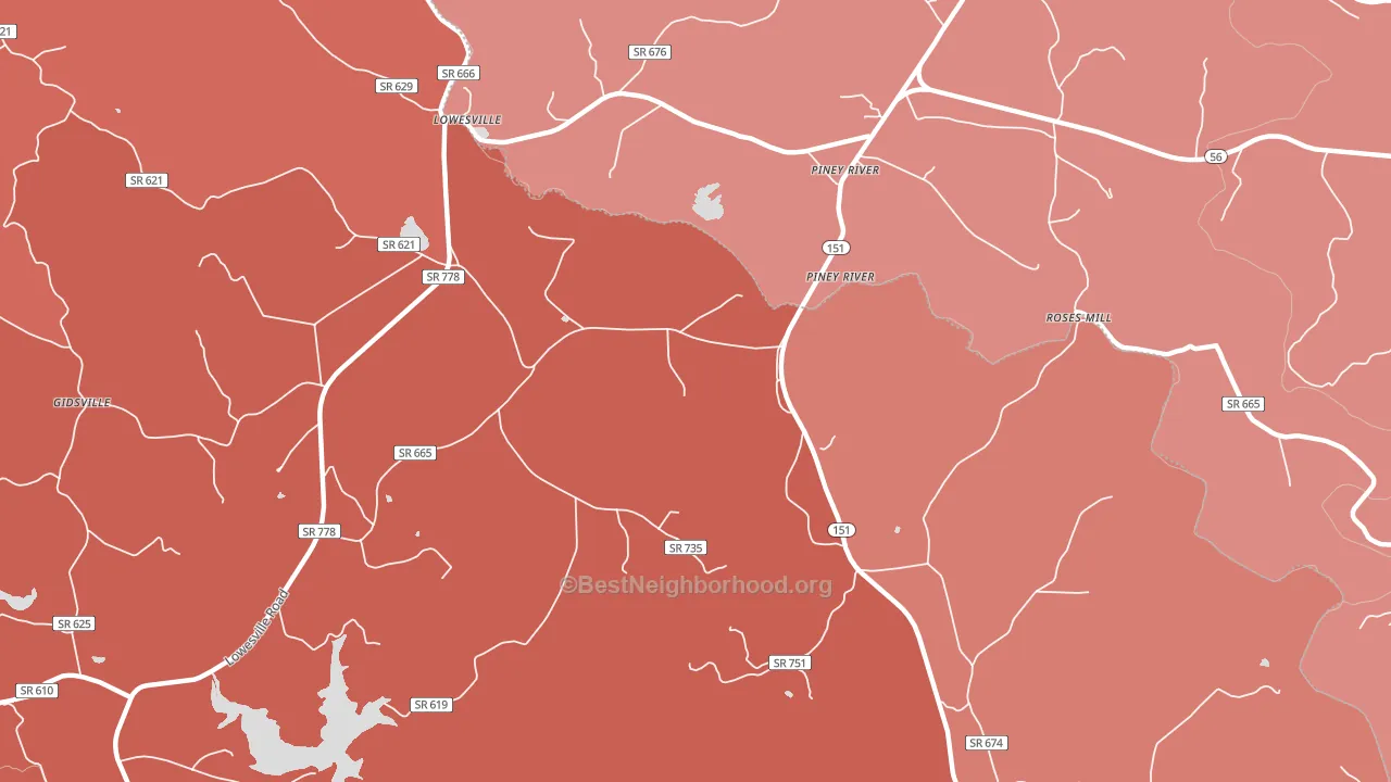 Lowesville, VA block-group political-lean map