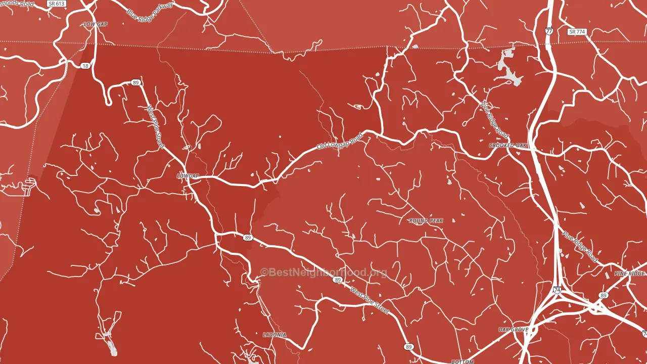 Lowgap, NC block-group political-lean map