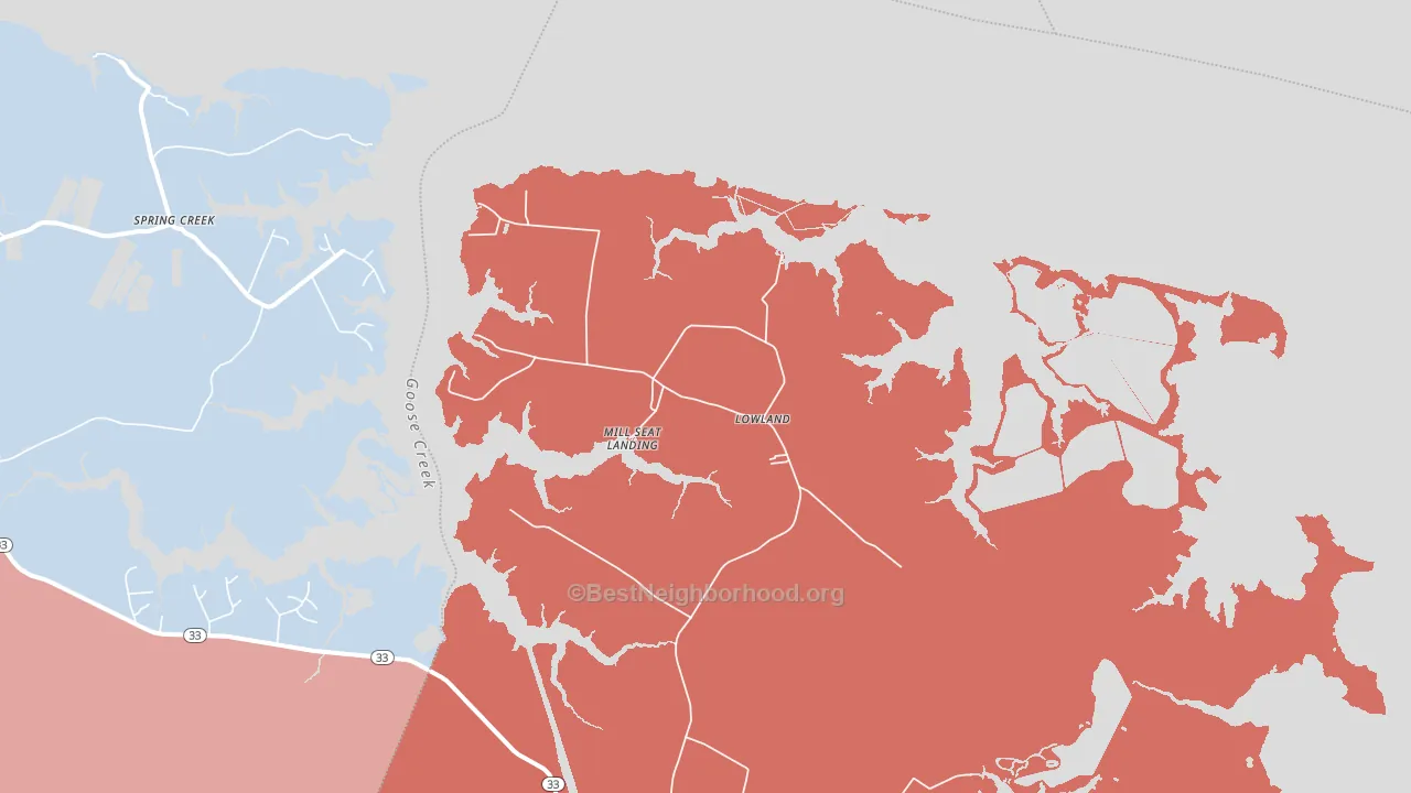 Lowland, NC block-group political-lean map