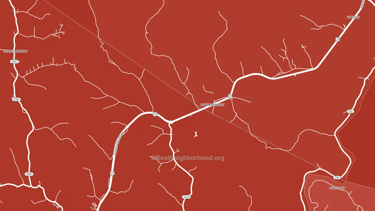 Lowmansville, KY block-group political-lean map