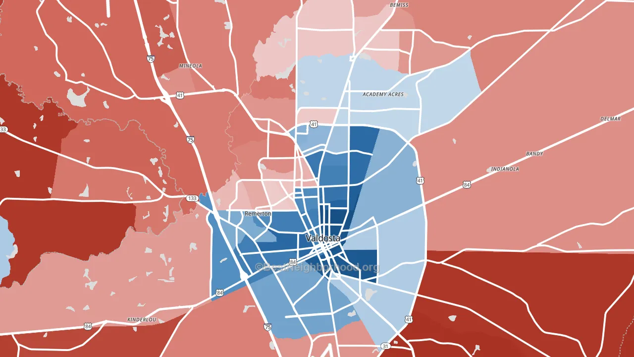 Lowndes County, GA block-group political-lean map