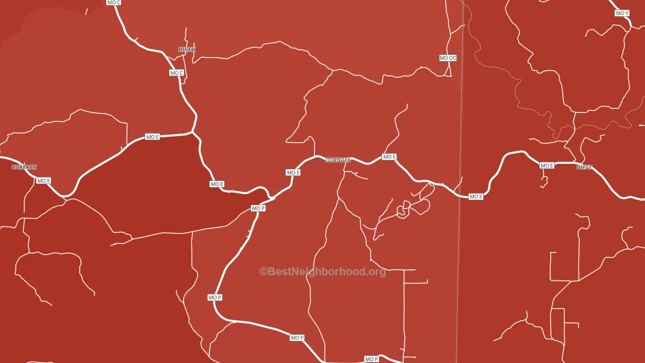 Lowndes, MO block-group political-lean map