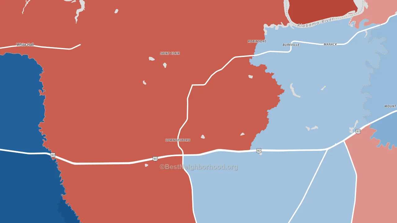 Lowndesboro, AL block-group political-lean map