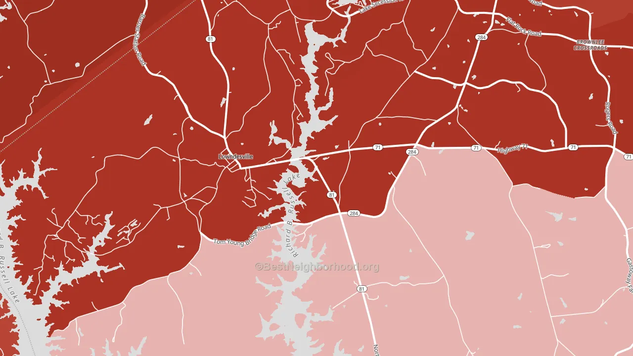 Lowndesville, SC block-group political-lean map