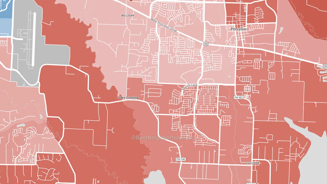 Lowry Crossing, TX block-group political-lean map
