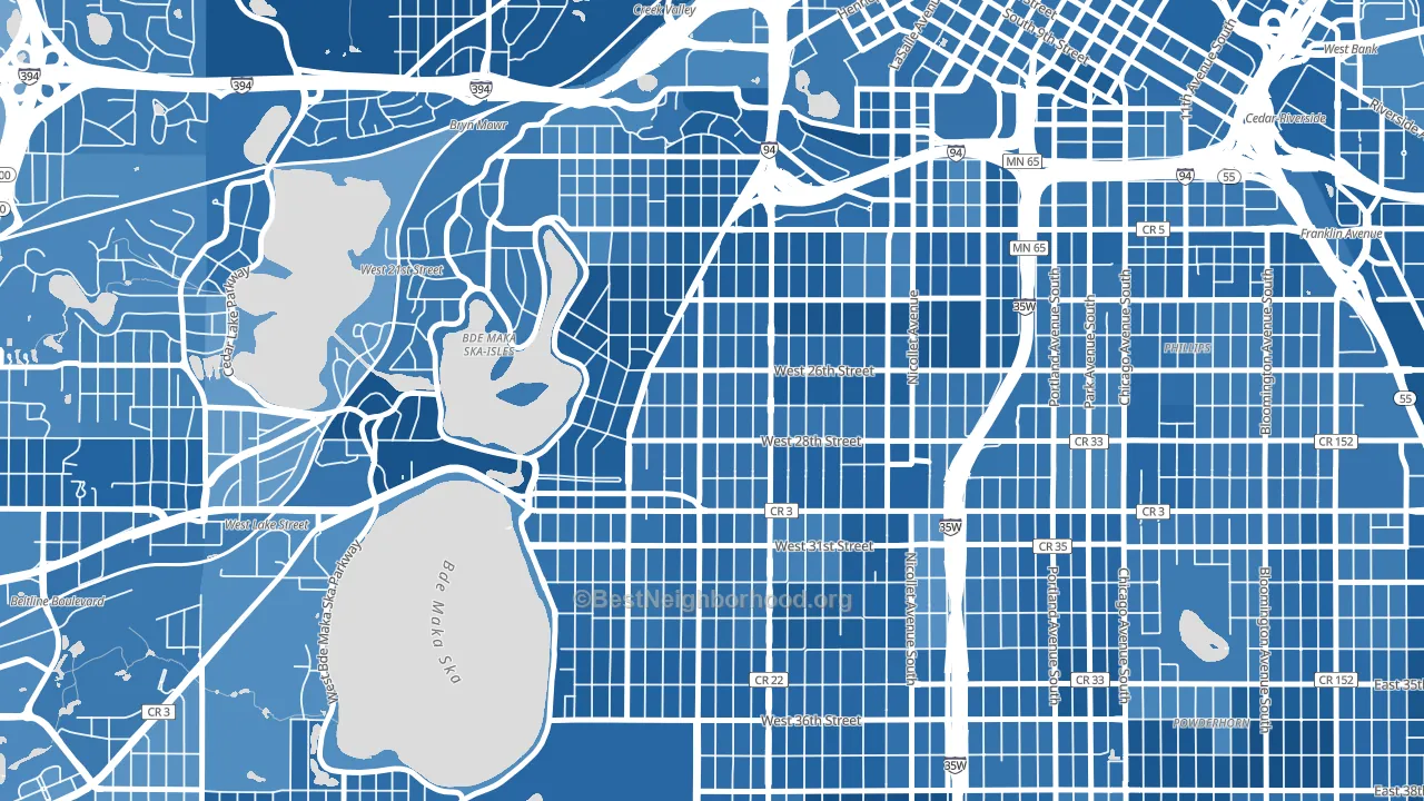 Lowry Hill East, Minneapolis, MN block-group political-lean map